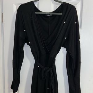 Black long sleeve dress with pearls!